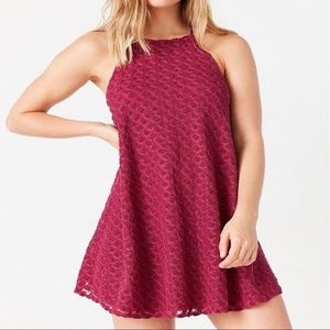 Urban Outfitters Cranberry Crochet Lace Halter Neck Sleeveless Mini Sundress M